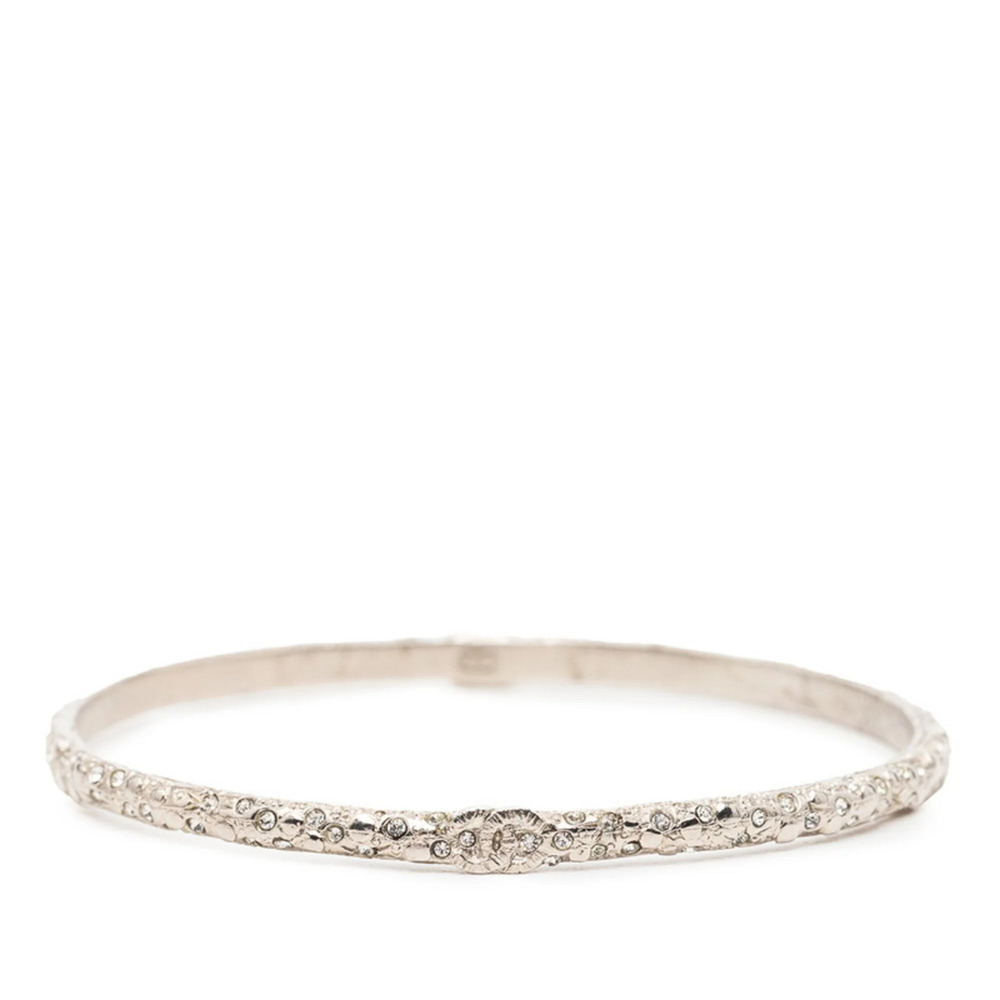 CHANEL Authentic Silver Logo Bracelet